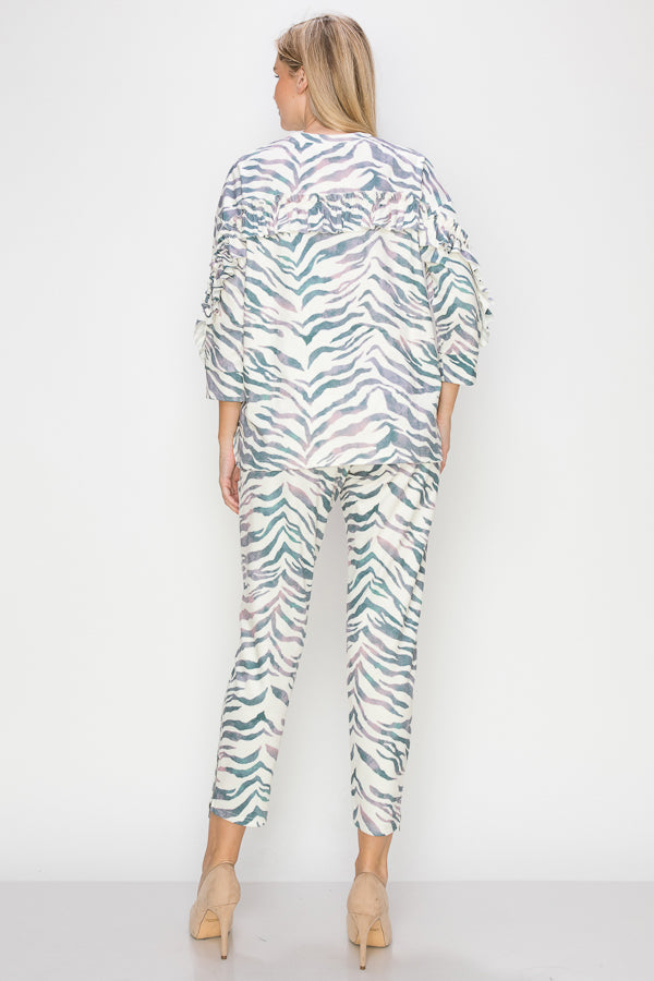 Kacee Knit Zebra Print with Ruffles