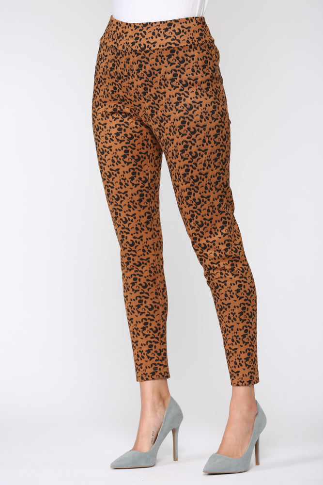 Annelise Stretch Suede Pant - Leopard