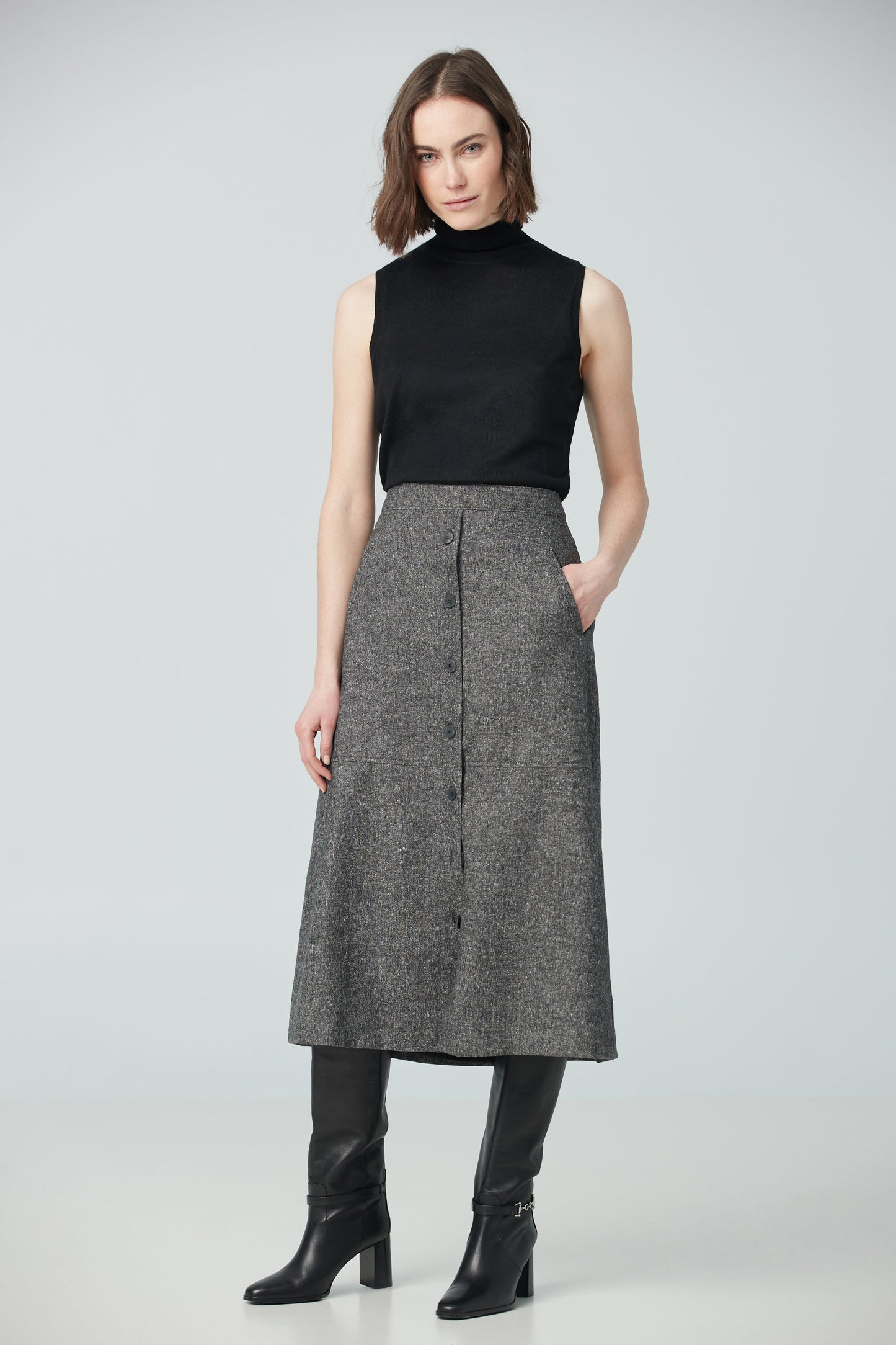 A-line skirt with buttons