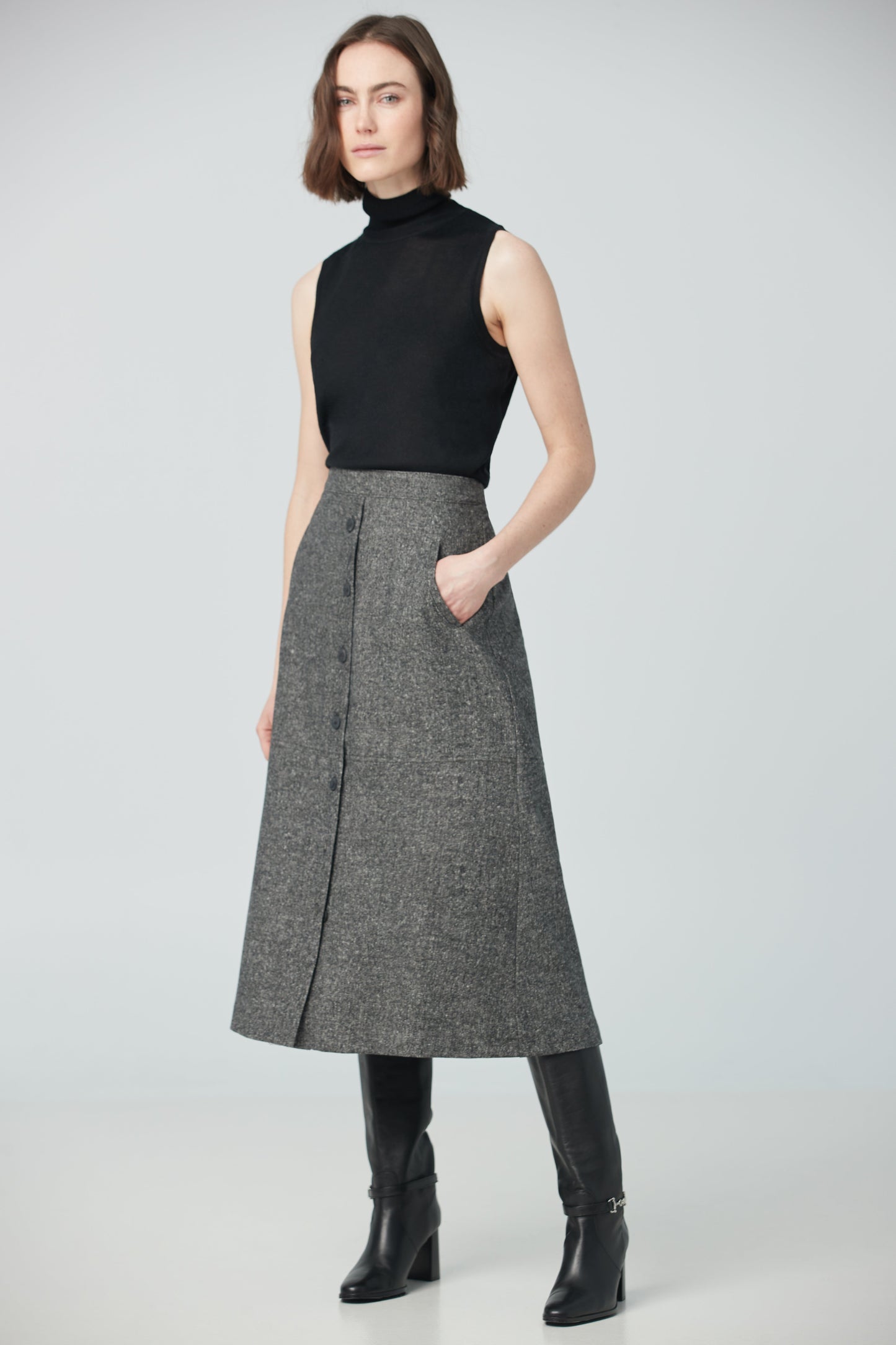 A-line skirt with buttons