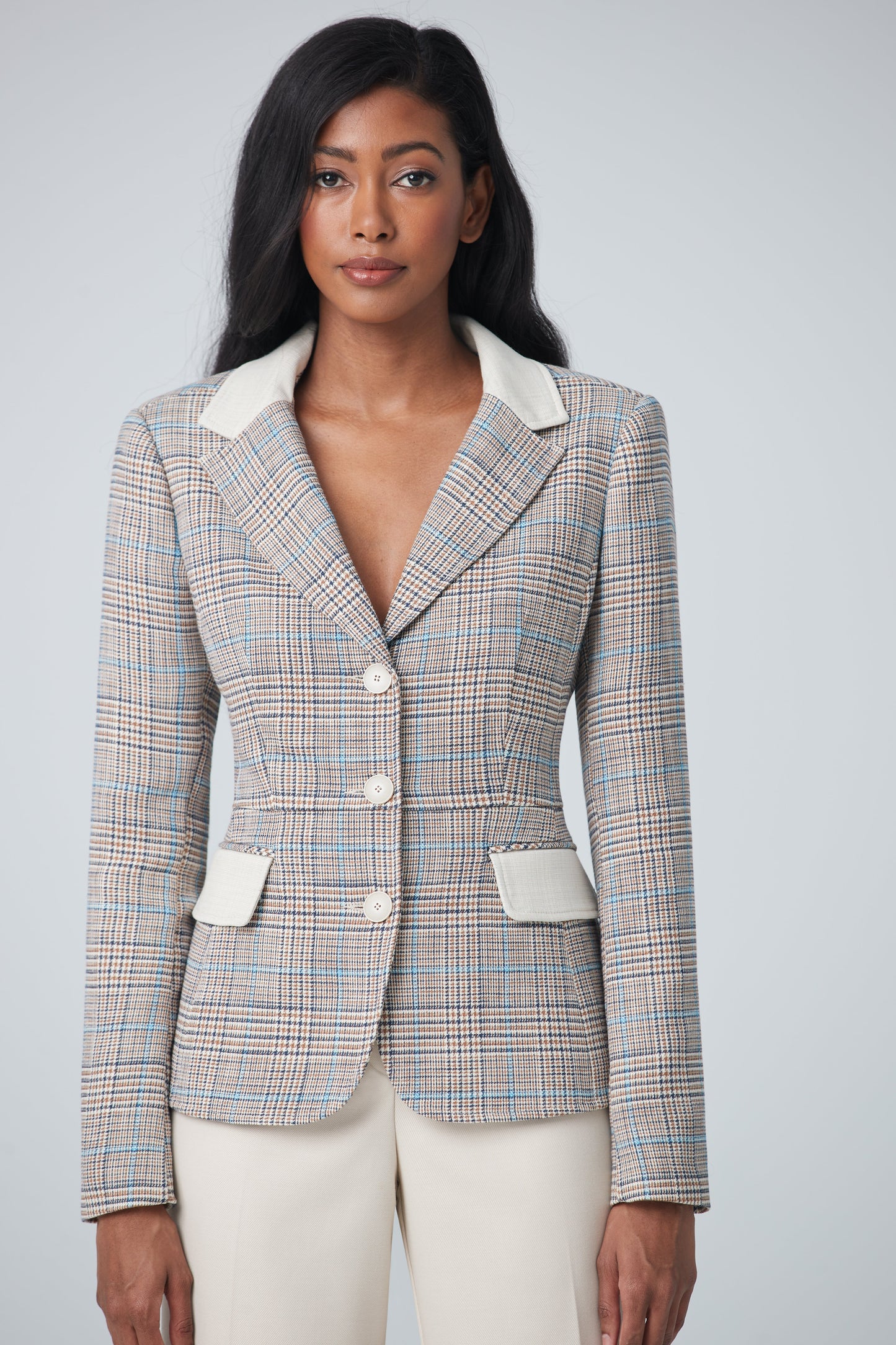 Short jacket with contrast flap
