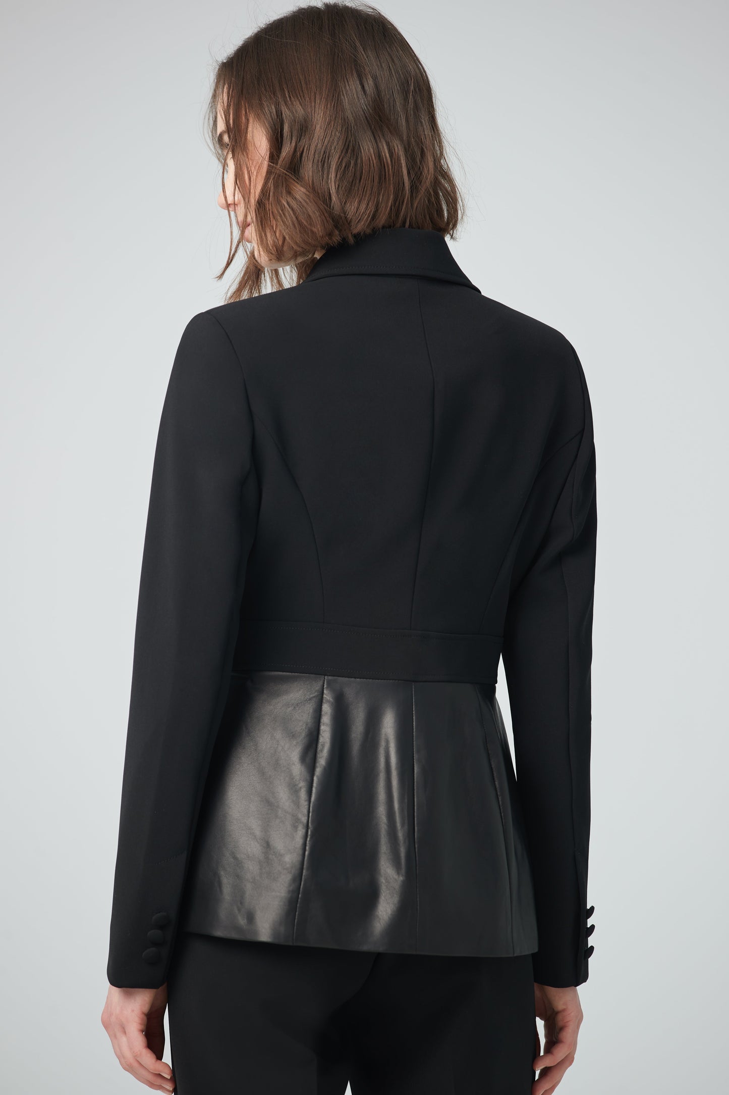 Jacket with leather basque