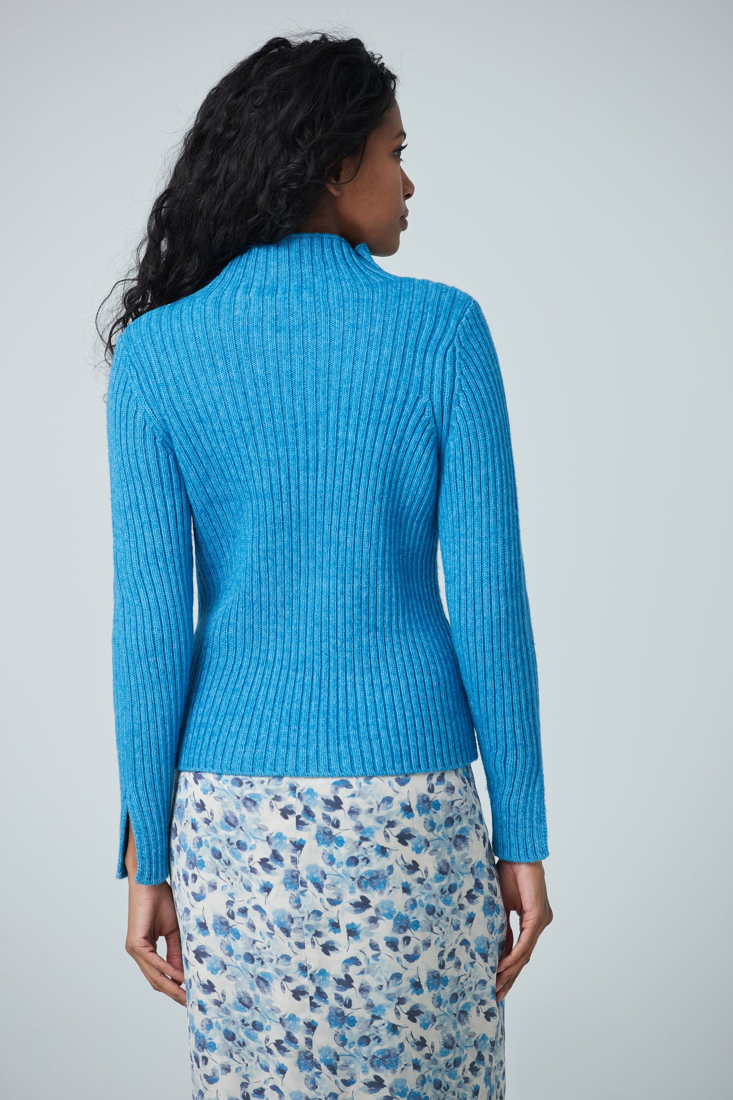 Turtleneck sweater melange knit rib