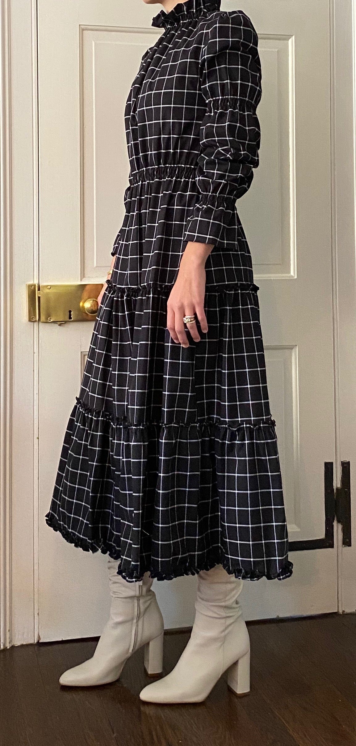 Alden Dress in Windowpane Check - CCH Collection