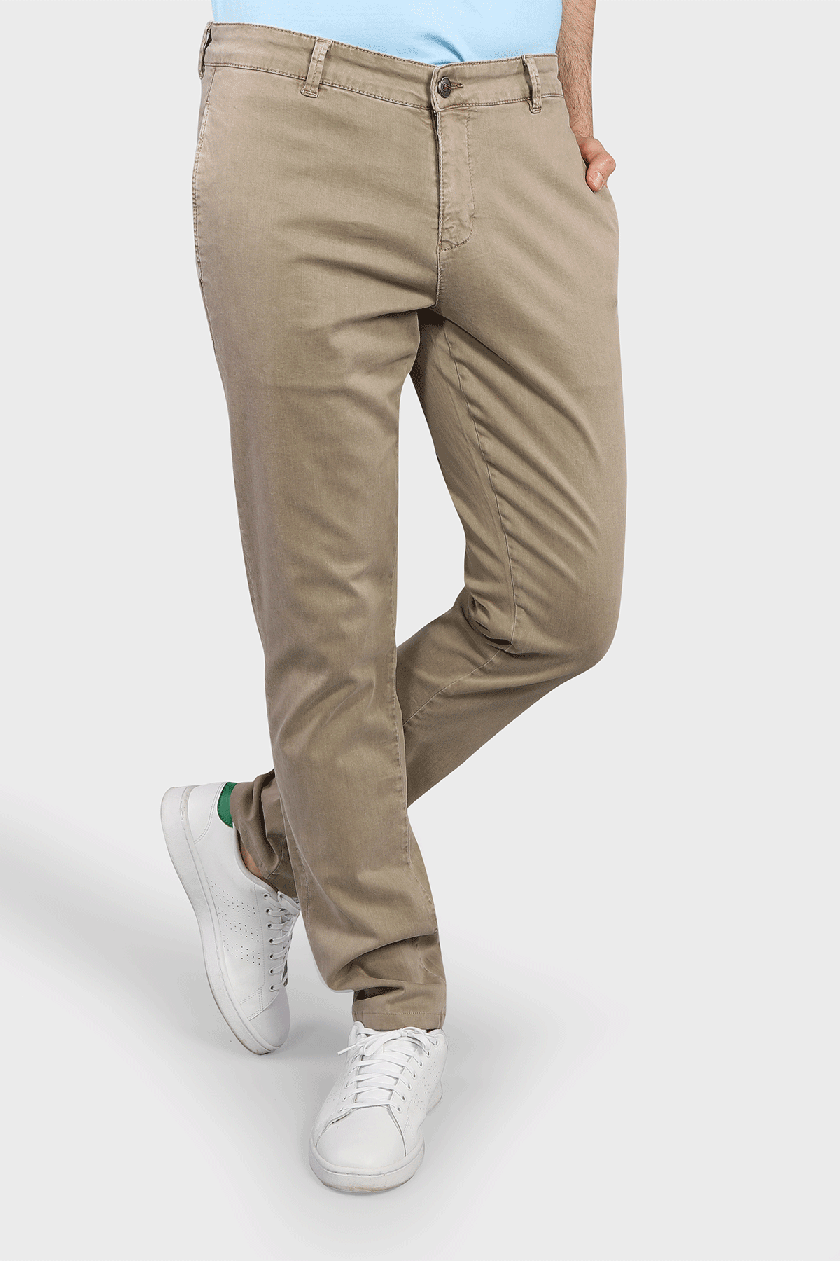 Flat Front Stretch Pants in Oatmeal - 7 Downie St.®