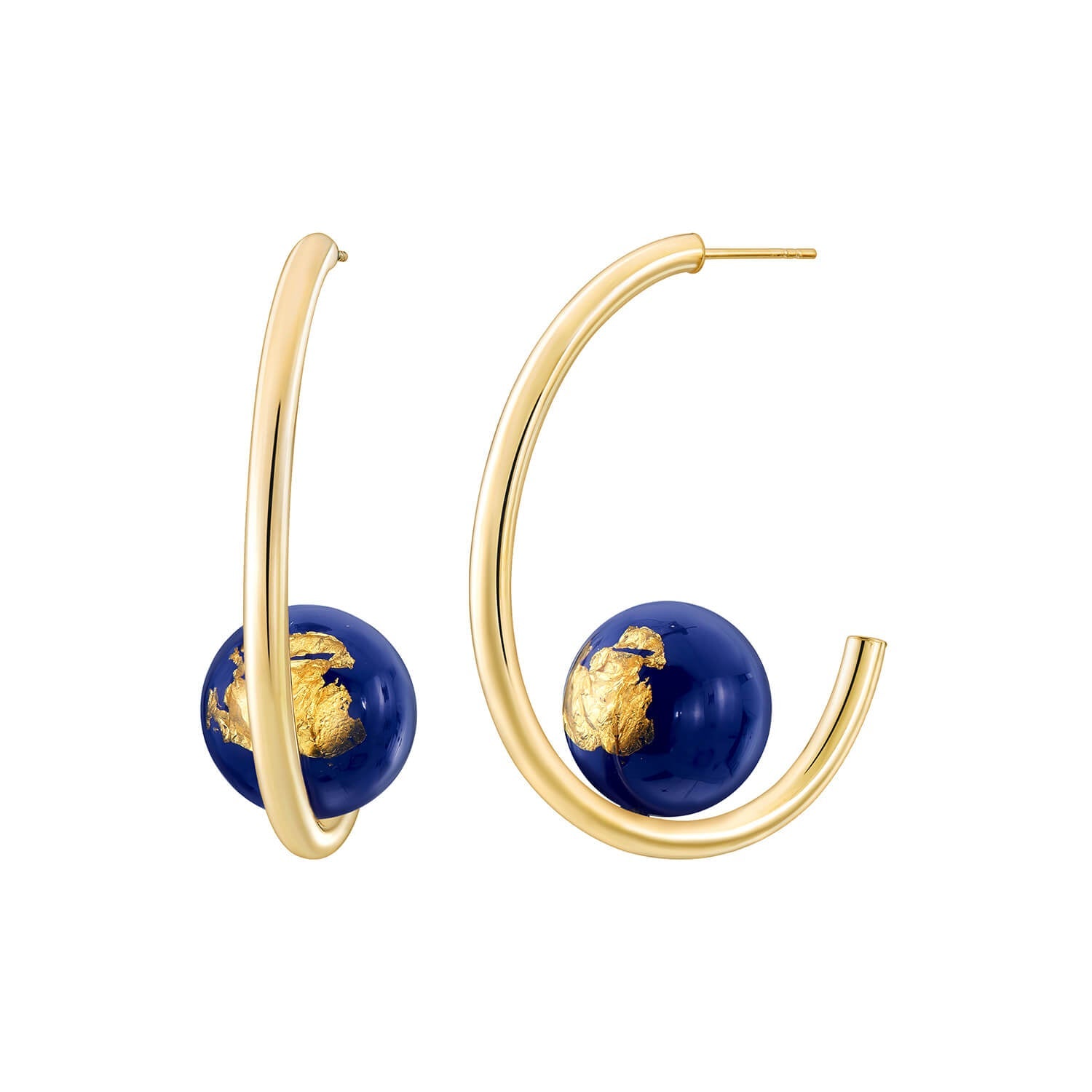 Beaded Lucite Hoops - LAPIS