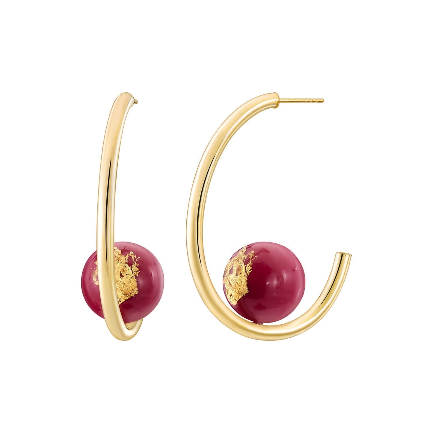 Beaded Lucite Hoops Pink