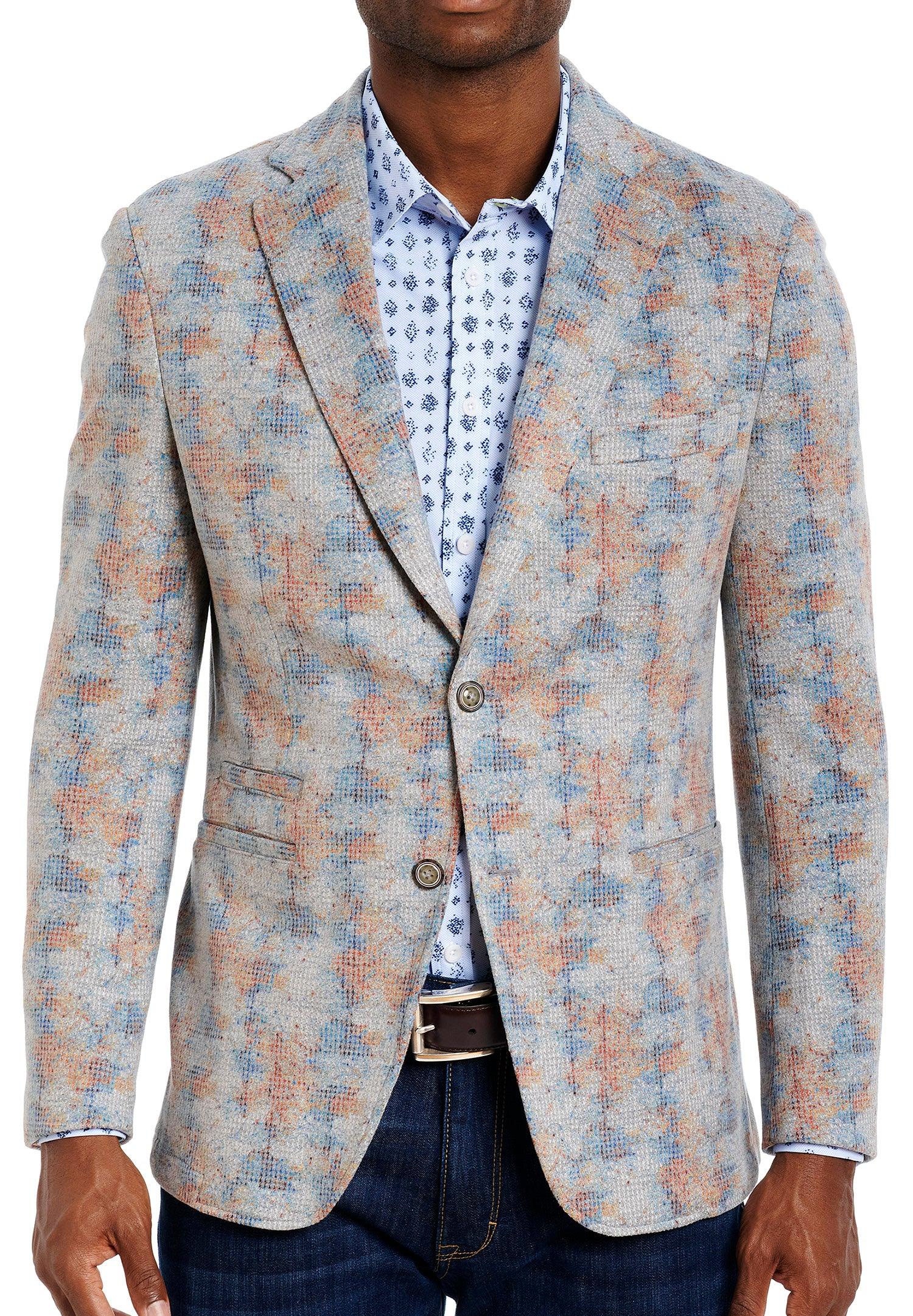 Robert Graham Velour Colors Sport Coat  Part of the Robert Graham exclusive sport collection. Abstract tonal colors add depth. Partial lining, signature Graham detailing inside and out. Modern Fit for a slim to medium build.