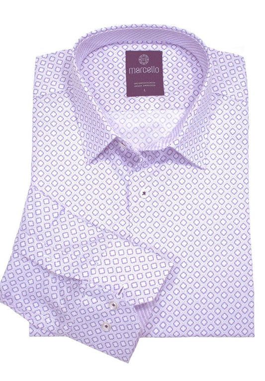 The consistent, open diamond pattern is neat, sophisticated and printed on a soft oxford fabric for enhanced richness. Perfectly elegant with a v neck, sport coat or a pair of your favorite jeans. Medium collar, cotton, classic fit.