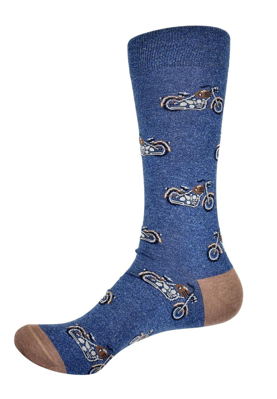 Denim Motorcycle sock , unique fashion in rich colors. Mercerized cotton for comfort. Colorful Dress Sock Pattern