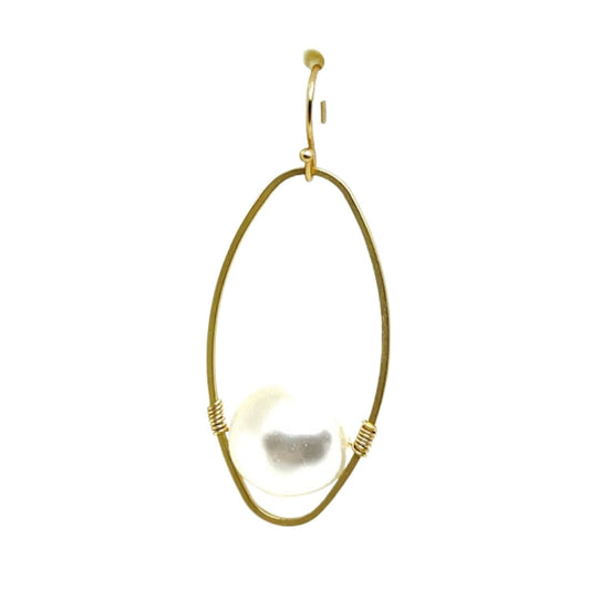 Pearl Matte Gold Oval Gold Wrap Earrings