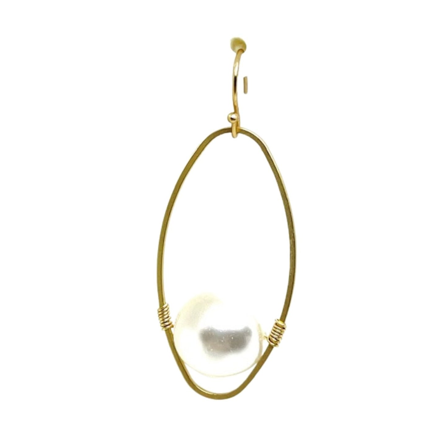 Pearl Matte Gold Oval Gold Wrap Earrings